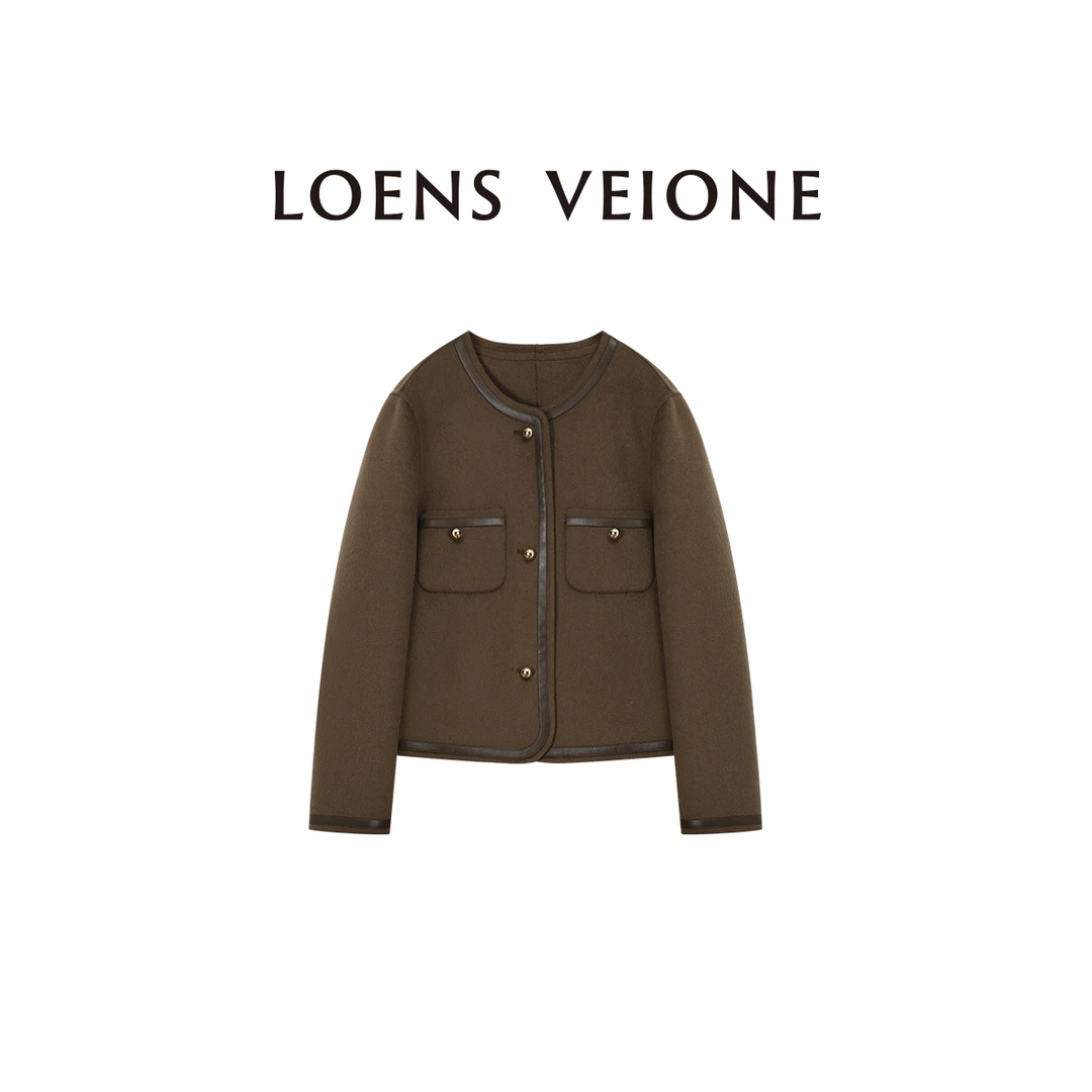LOENS VEIONE/路斯威亚桑蚕丝小香风拼绵羊毛双面大衣23CVDB0544N