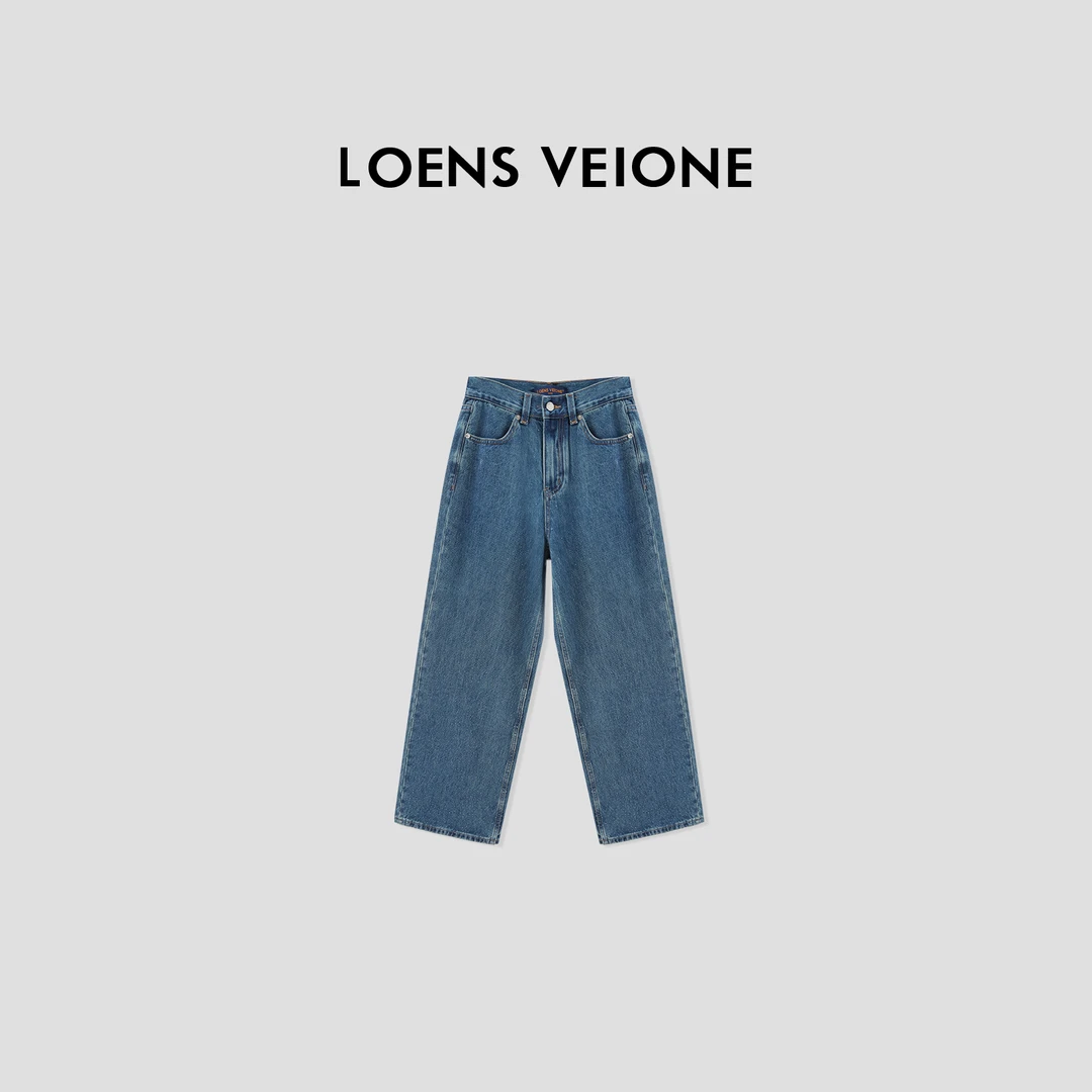 LOENS VEIONE/路斯威亚 100%棉 高腰设计感贴钻阔腿裤23CVDG0555N