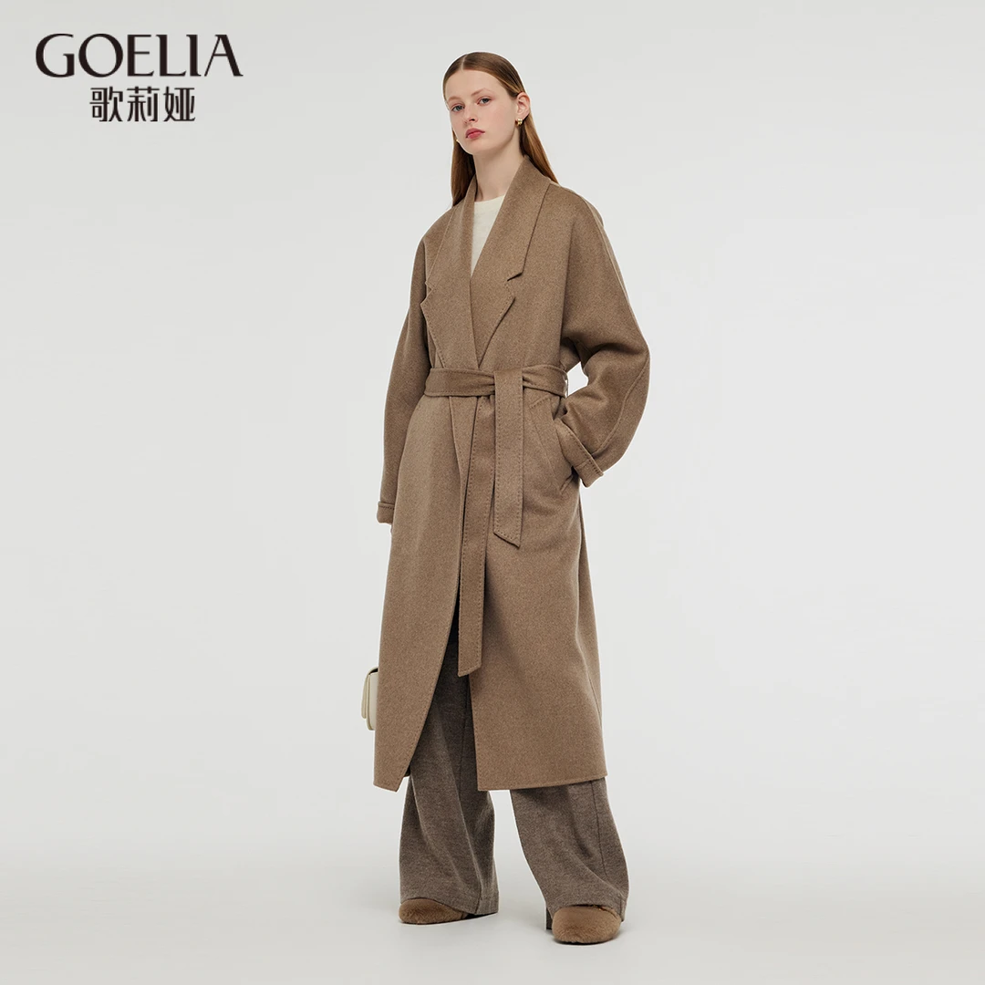 歌莉娅冬季新品山羊绒廓形风衣呢大衣男女同款1CDL6E1N0