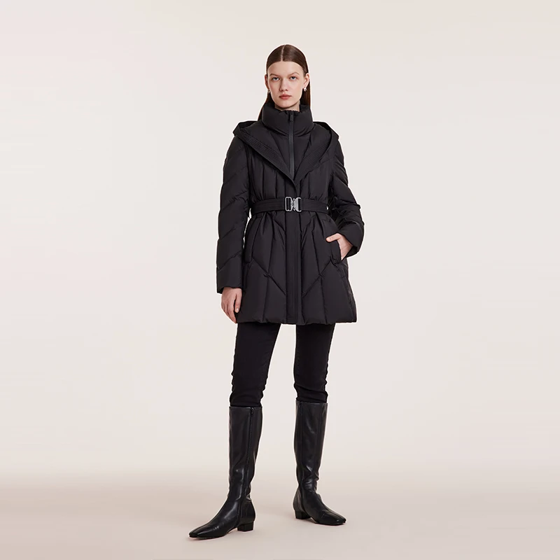 歌莉娅 冬季新品  三防连帽收腰鹅绒服  1BDL8C390