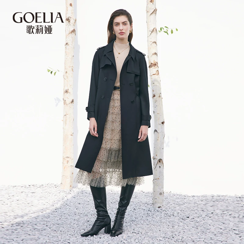 歌莉娅 新品  精纺绵羊毛可调节收腰风衣1B1L6L500