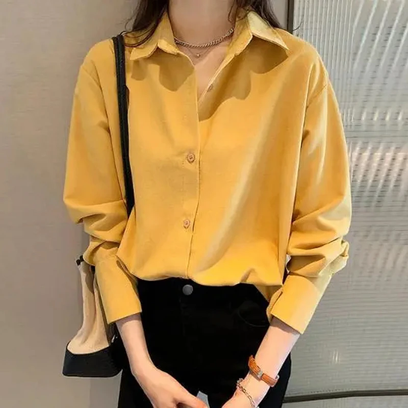 夏季新款设计感小众纯色衬衫女士上衣宽松长袖衬衣显瘦时尚打底衫