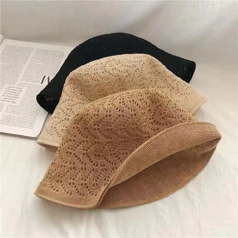 菱形格双面戴冰丝麻遮阳帽M03-3百搭夏季镂空日系韩版通用时尚