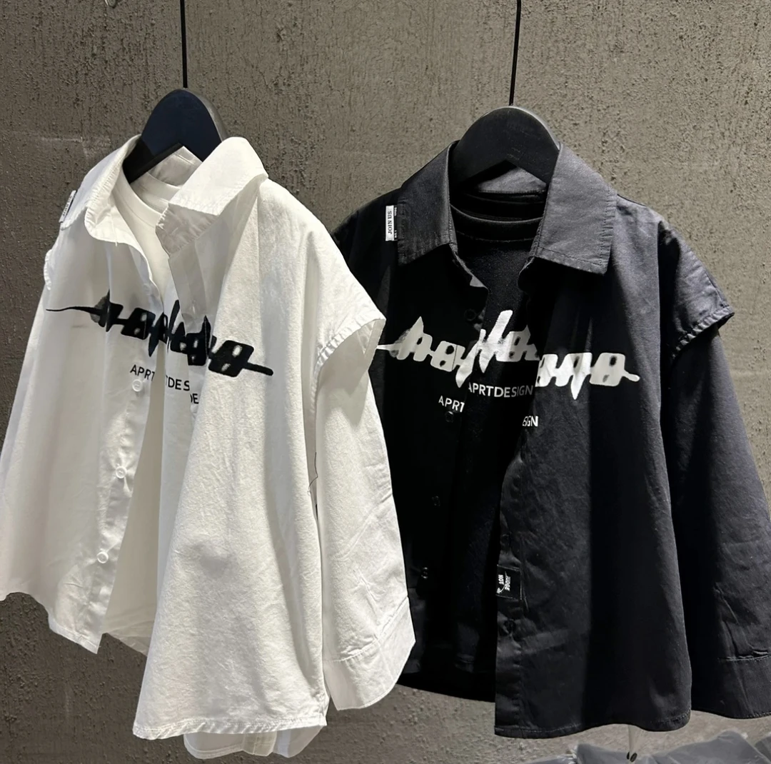 2024春季新款男童韩版衬衫两件套宽松百搭开衫衬衫儿童T恤洋气潮