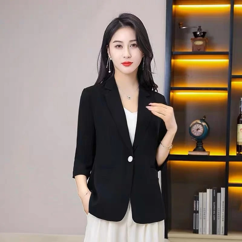 【爱依轩】春夏季纯色系百减龄气质小西装夏季显瘦短款