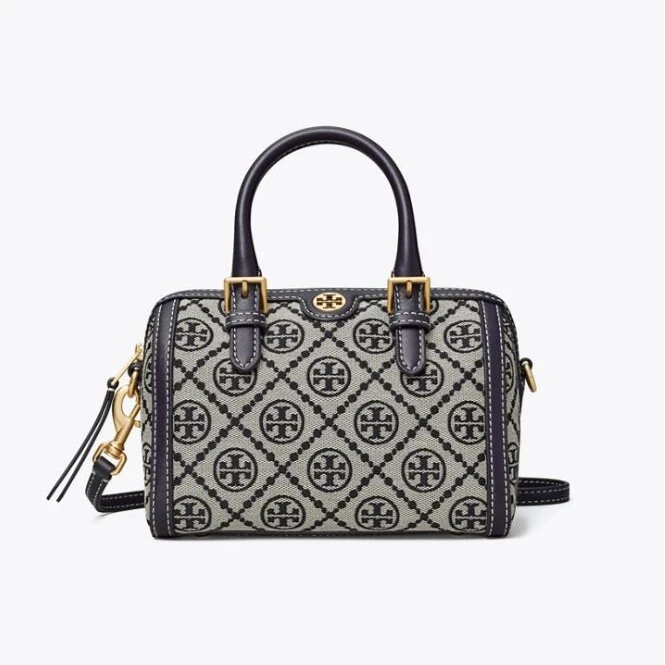 tory burch 汤丽柏琦 织物拼皮革 迷你波士顿手提单肩斜挎包82939