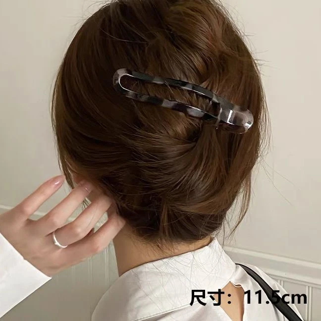 大号鸭嘴夹豹纹发夹女气质带齿防滑后脑勺盘发一字夹横夹夹子头饰