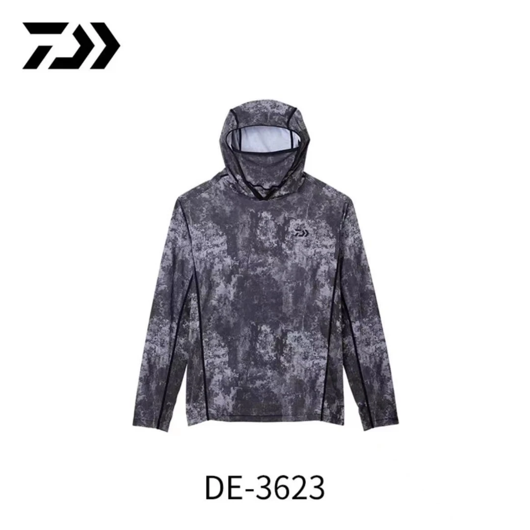 DAIWA/达亿瓦23款DE-3623 轻薄防晒外套带面罩连帽钓鱼长袖衫套头