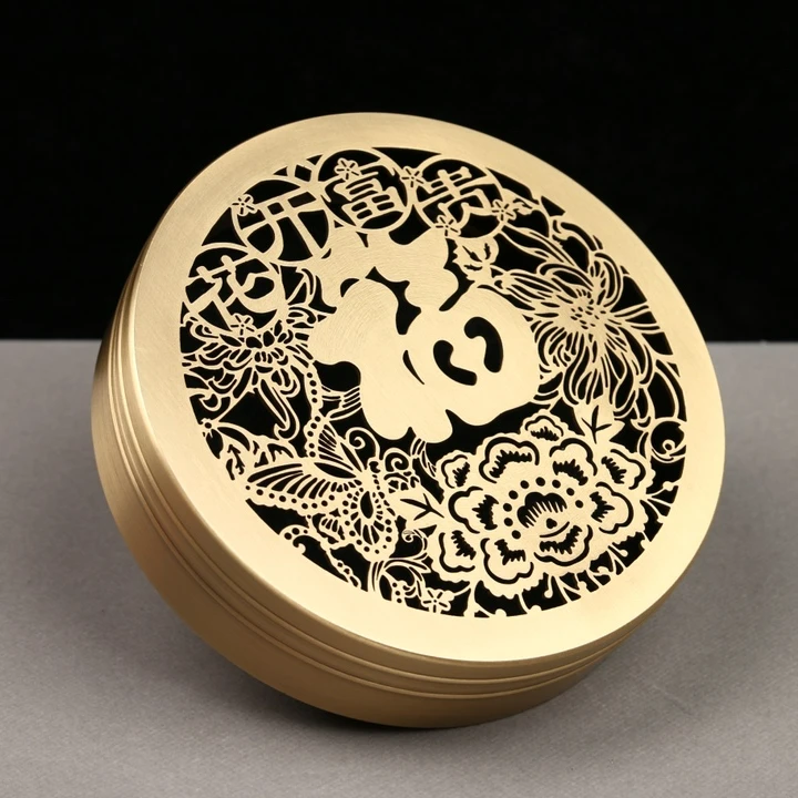 【12cm香炉】花开富贵内径14.3CM铜香炉熏香炉印香炉香篆炉