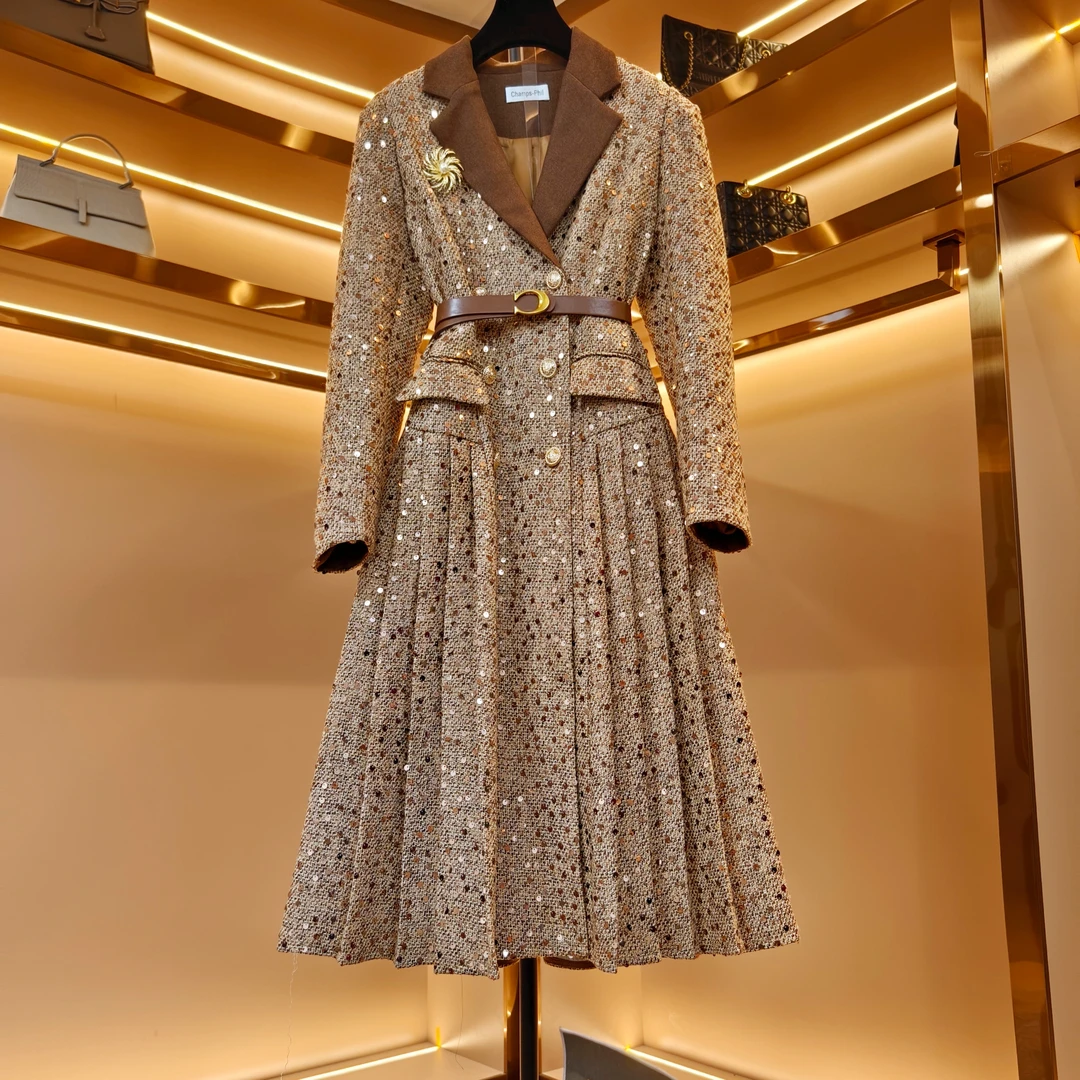 【秋色萧萧】《薇薇》轻奢设计师优雅气质修身时尚收腰连衣裙-85812