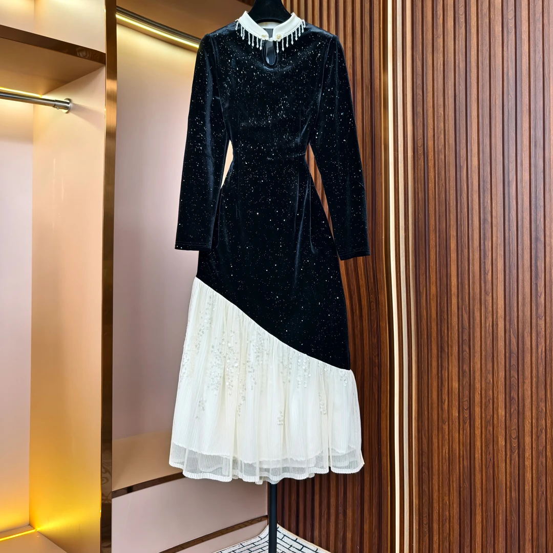 【香舍菲尔】[薇薇]轻奢设计师款优雅气质修身时尚收腰连衣裙-85909