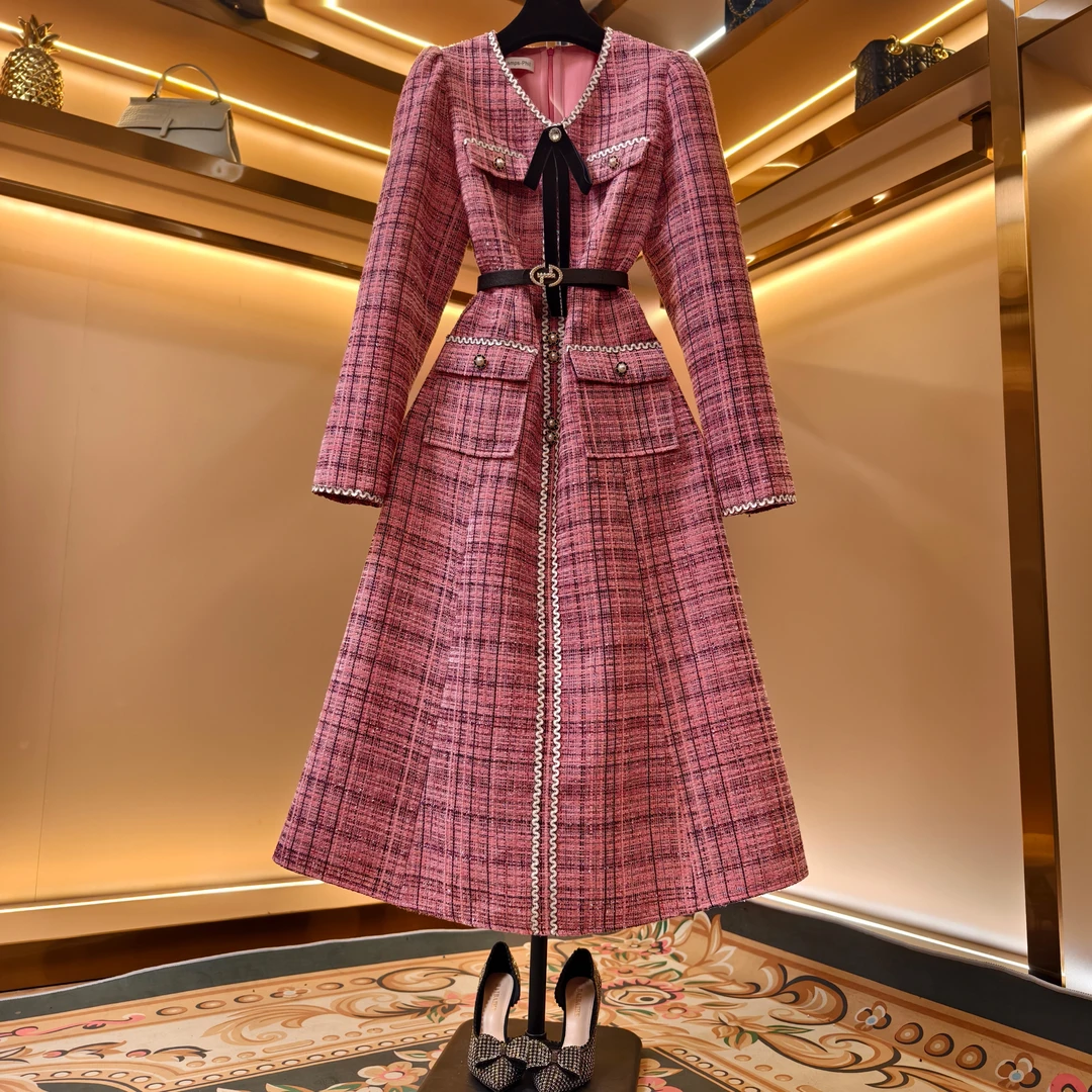 【漫花沁粉】《子沫》轻奢设计师优雅气质修身时尚收腰连衣裙-85800