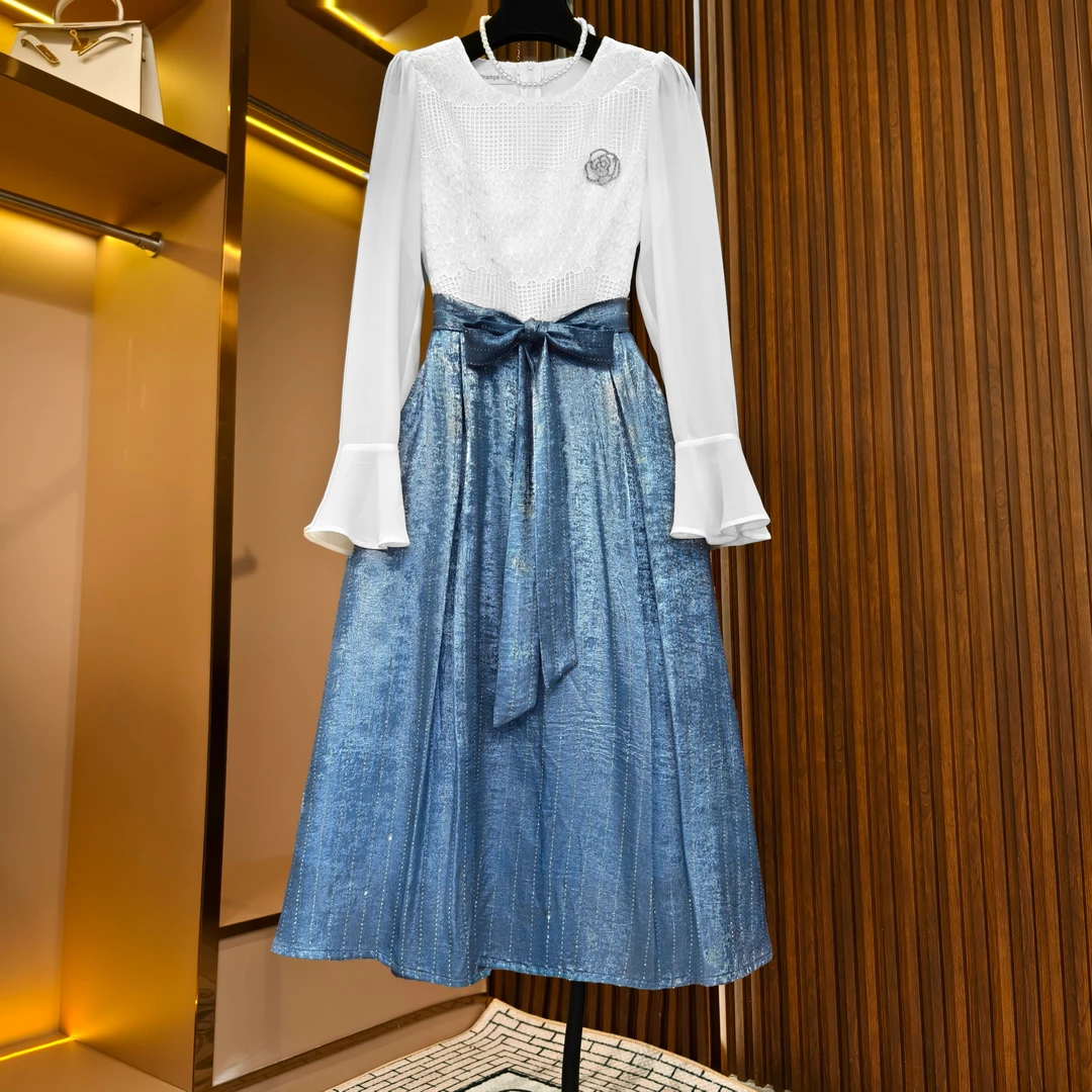 【蔚蓝星海】{薇薇}轻奢设计师优雅气质修身时尚收腰连衣裙-85619