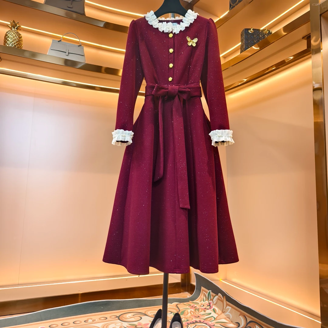 【风度翩翩】《子沫》新年喜事穿搭优雅气质修身时尚收腰连衣裙-85801