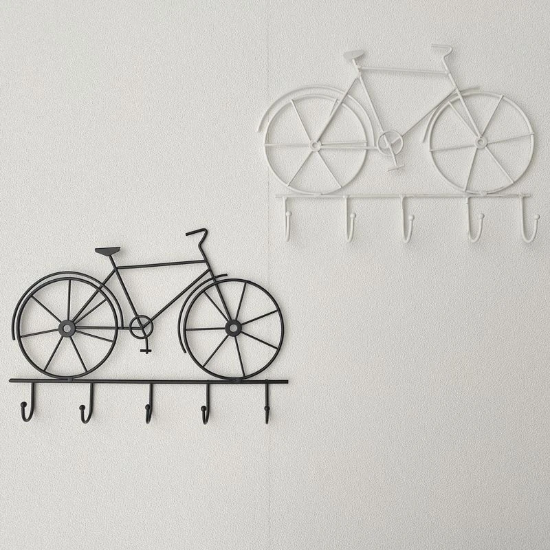 铁艺自行车装饰挂钩 免打孔房间书房客厅酒吧壁饰收纳置物挂钩