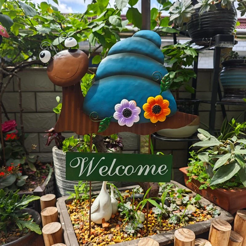 新款铁艺蜗牛花插花园庭院阳台饰品户外草坪别墅地插