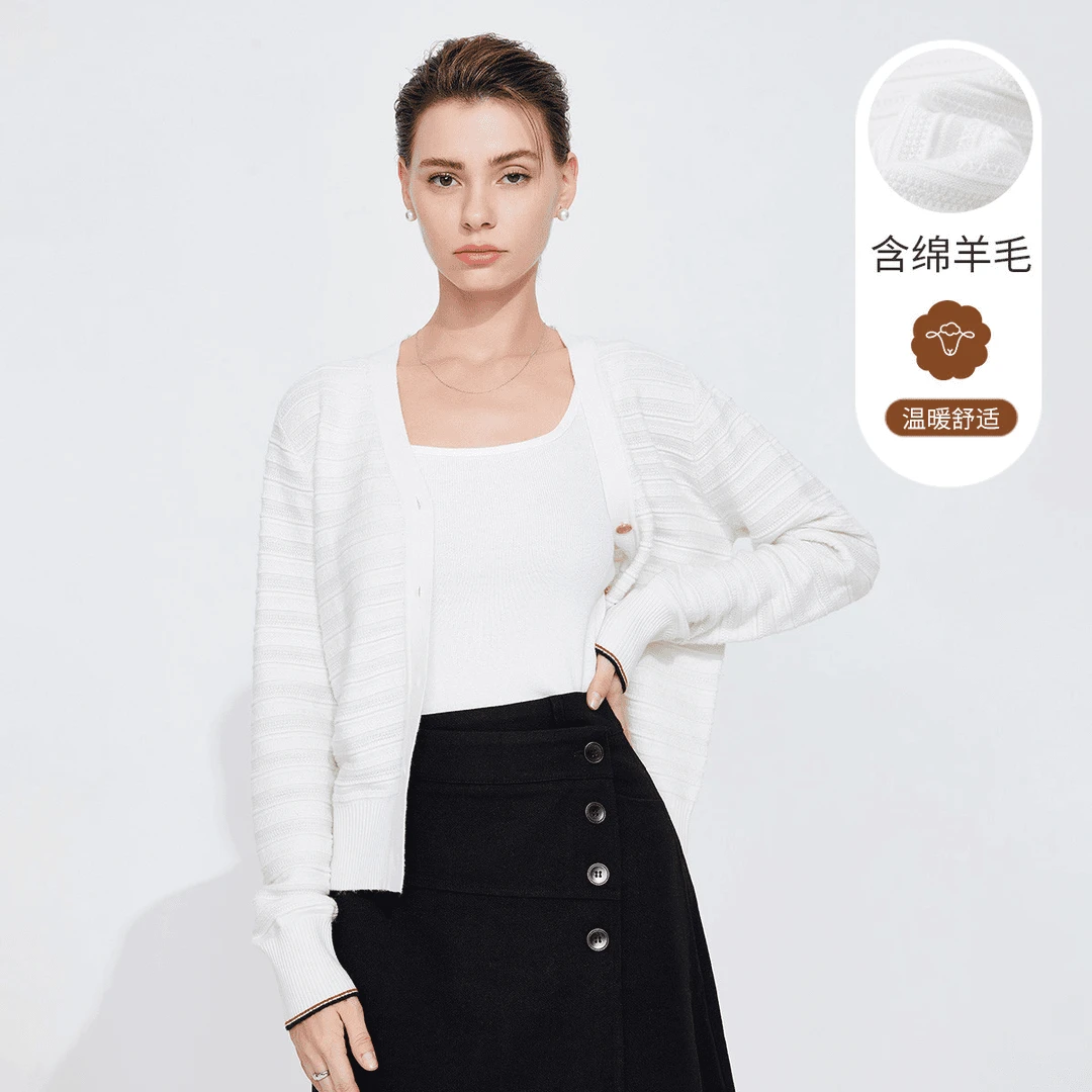 Navigare意大利小帆船春秋女装休闲简约舒适长袖开衫毛衣针织衫