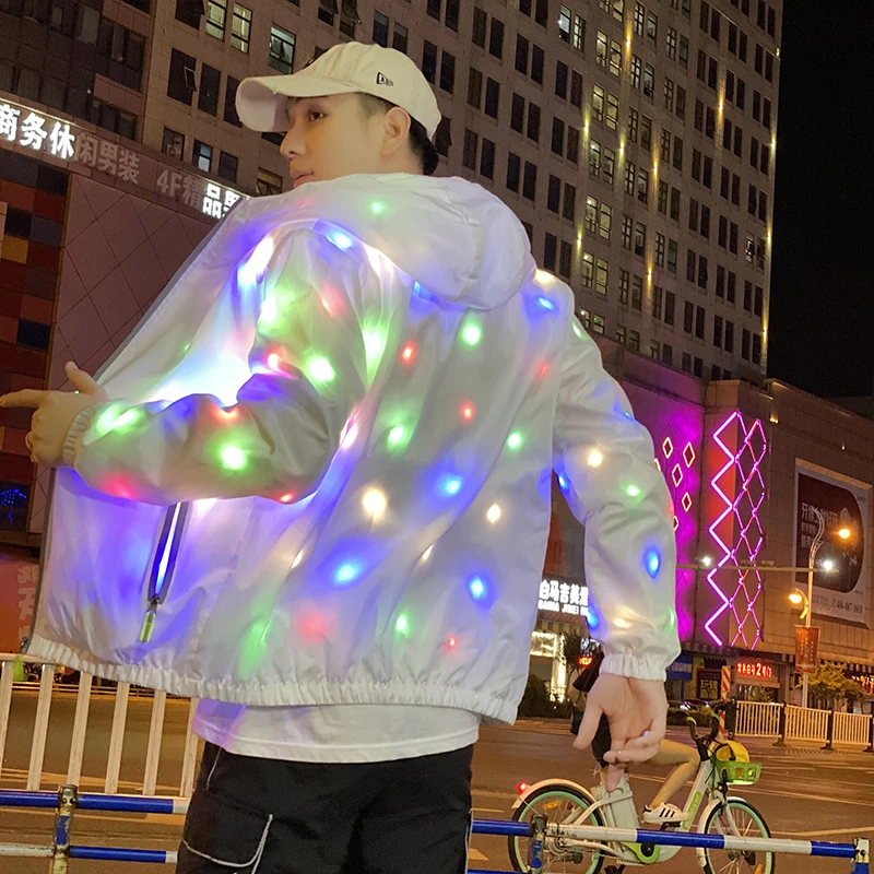发光的衣服男女led外套夜光反光儿童情侣蹦迪闪光衣七彩外套荧光