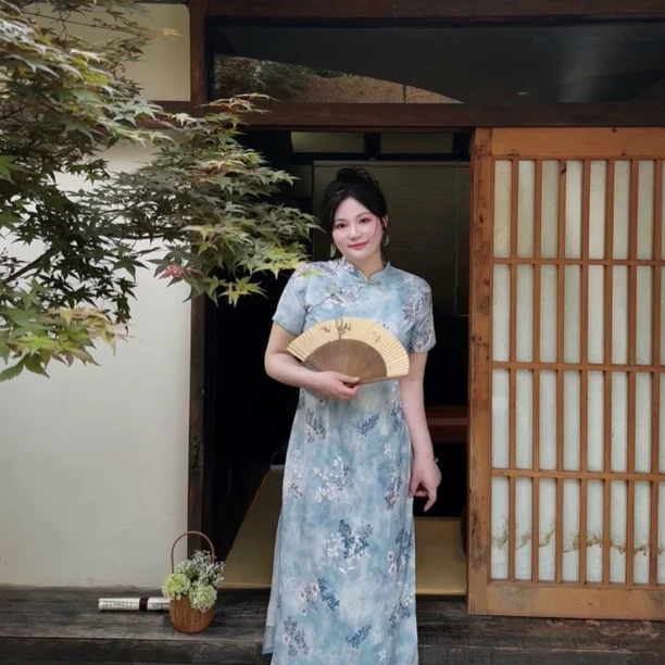 【618清清】哒头【蓝木桥】微胖大码2024年新款新中式改良旗袍连衣裙