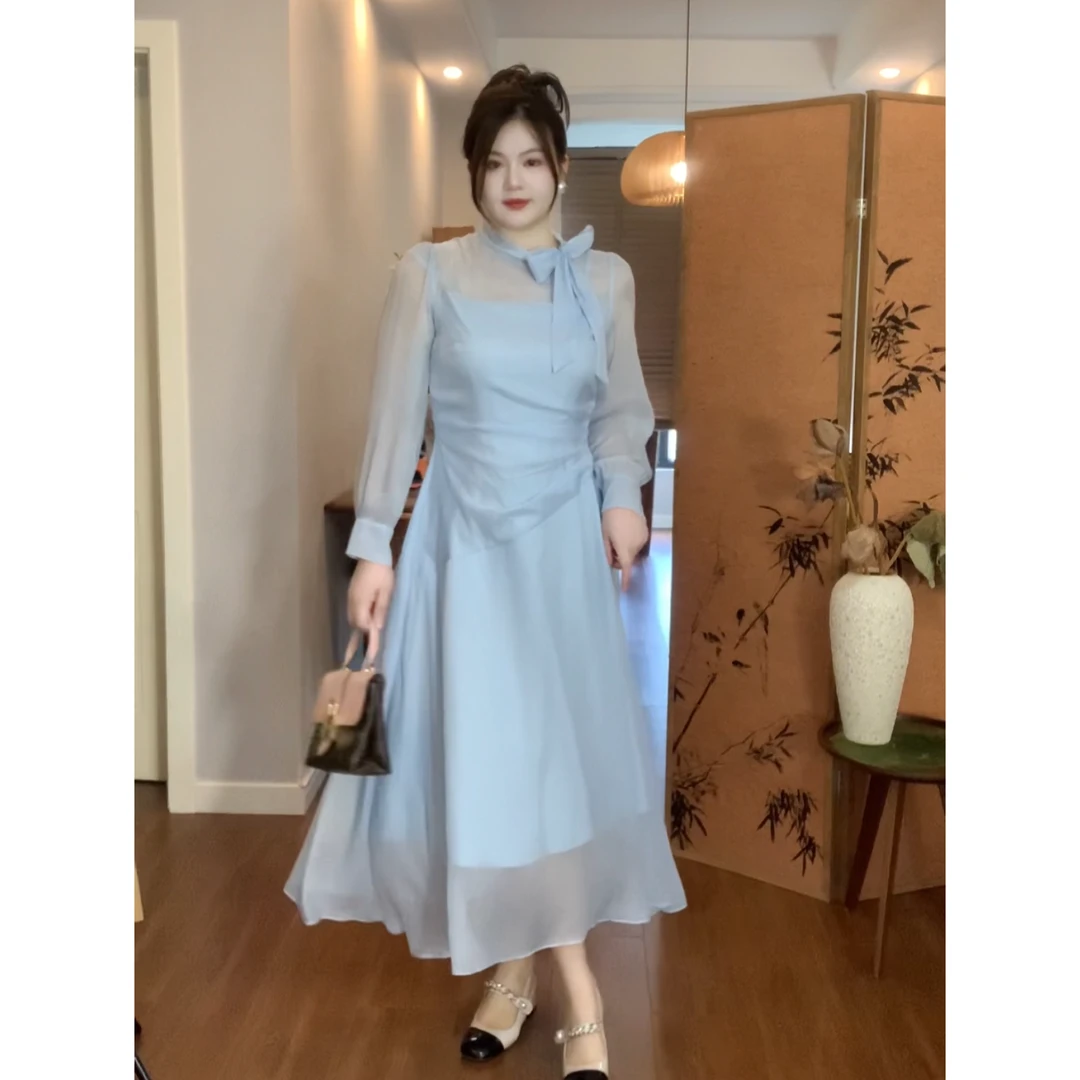 【回款清清】哒头【温柔姐姐】微胖mm大码2024新款新中式设计感连衣裙