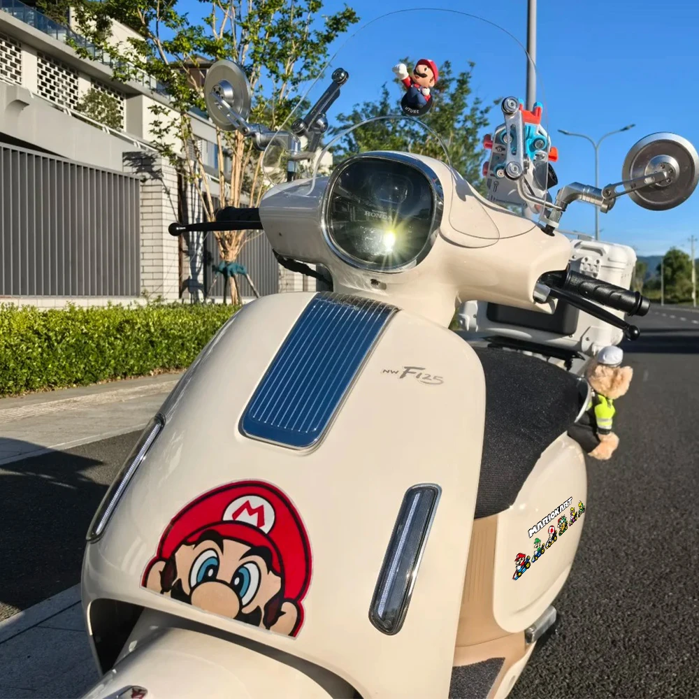 适用于本田F125踏板车马里奥立体车头车身贴装饰反光防水复古贴花