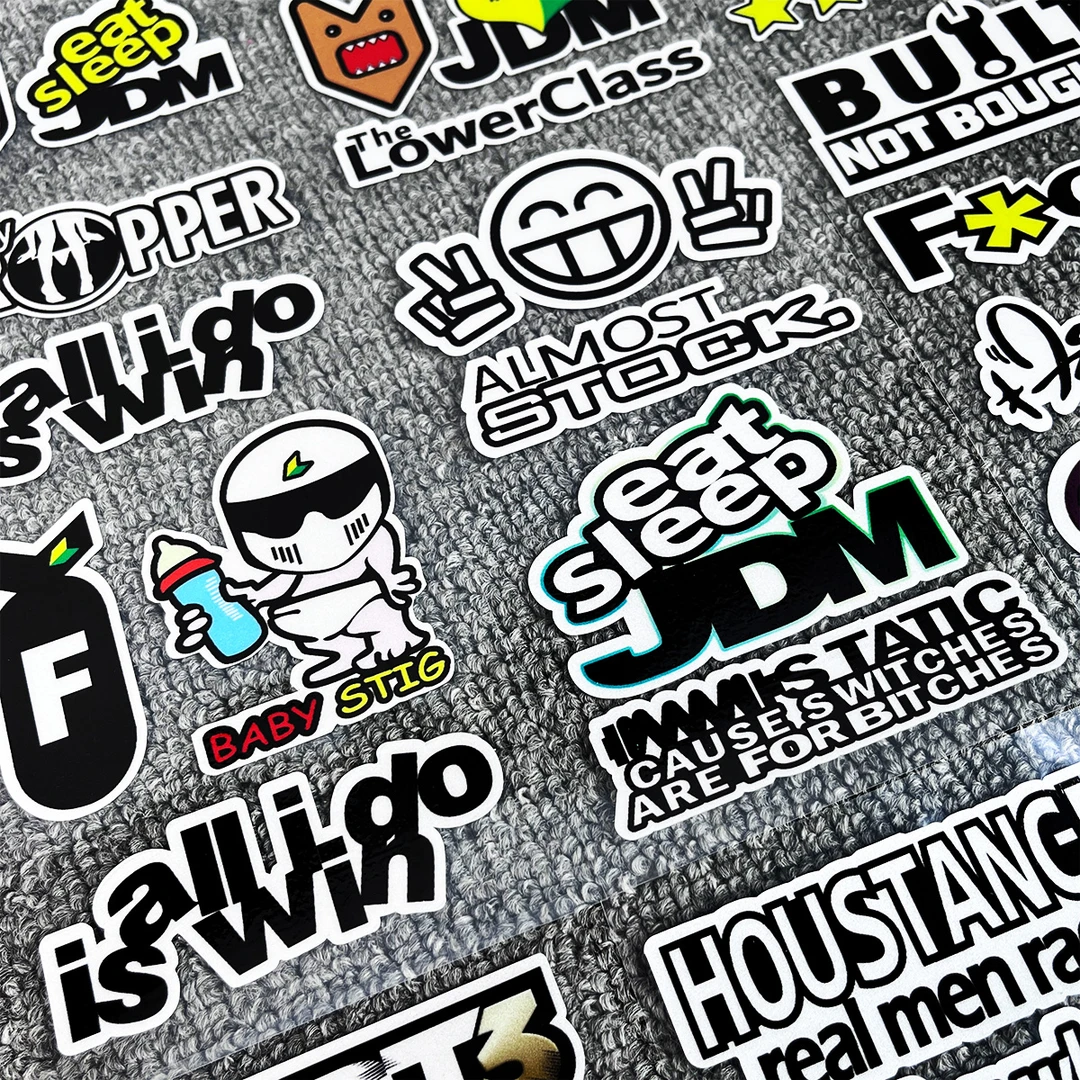 JDM摩托车反光初心者贴纸赞助商车贴防水汽车遮划痕个性头盔贴花