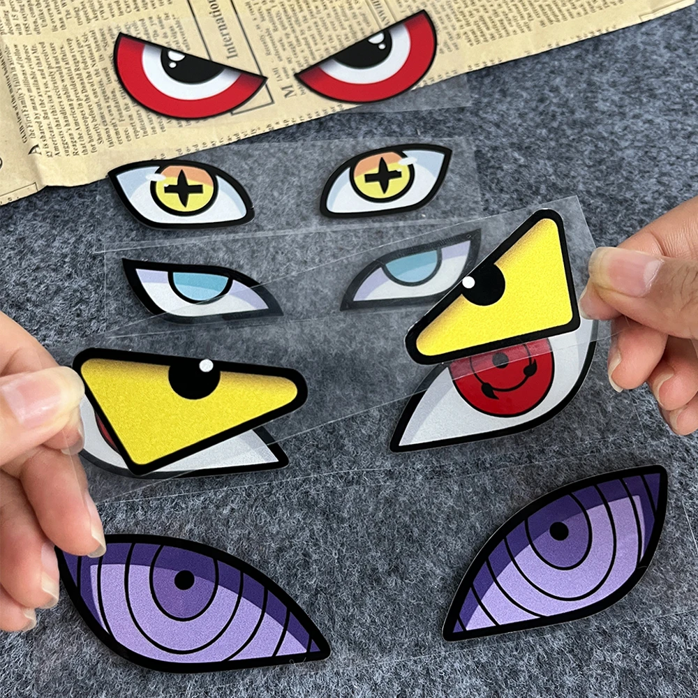 适用电动车摩托汽车恶魔眼睛贴纸反光装饰贴小牛电摩个性创意车贴