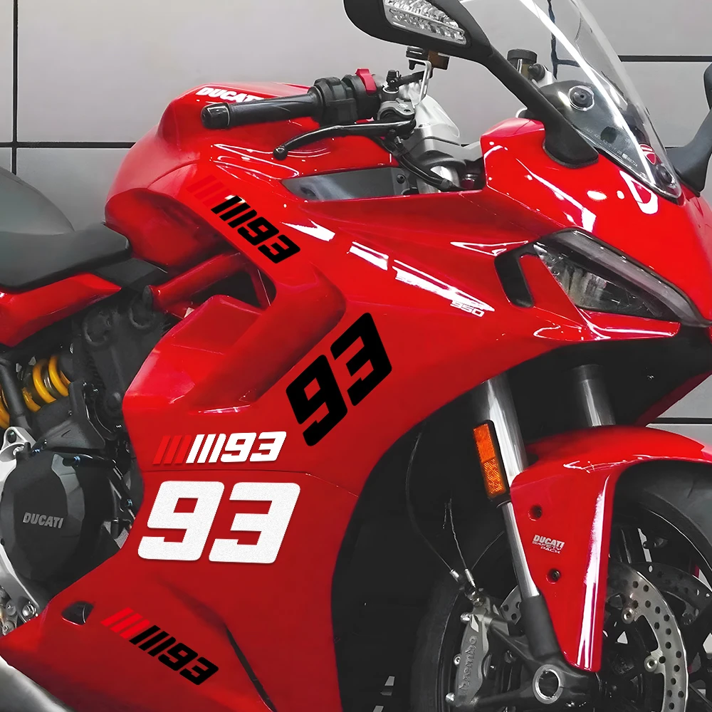 摩托车装饰93号贴纸马奎斯机车电动车踏板车反光装饰遮划痕头盔贴