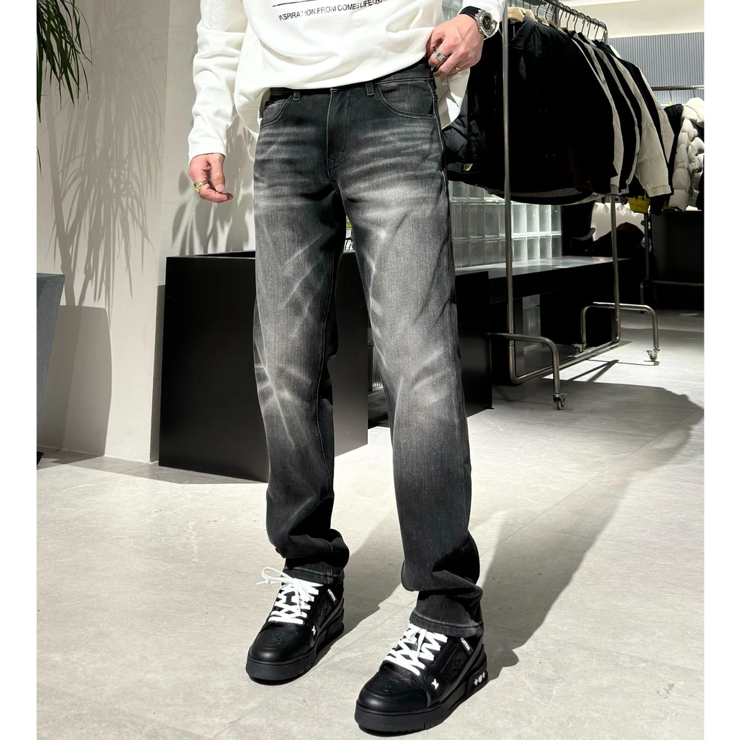 创恒（小经典）秋冬新款弹力修身显高显瘦高级黑加厚牛仔裤