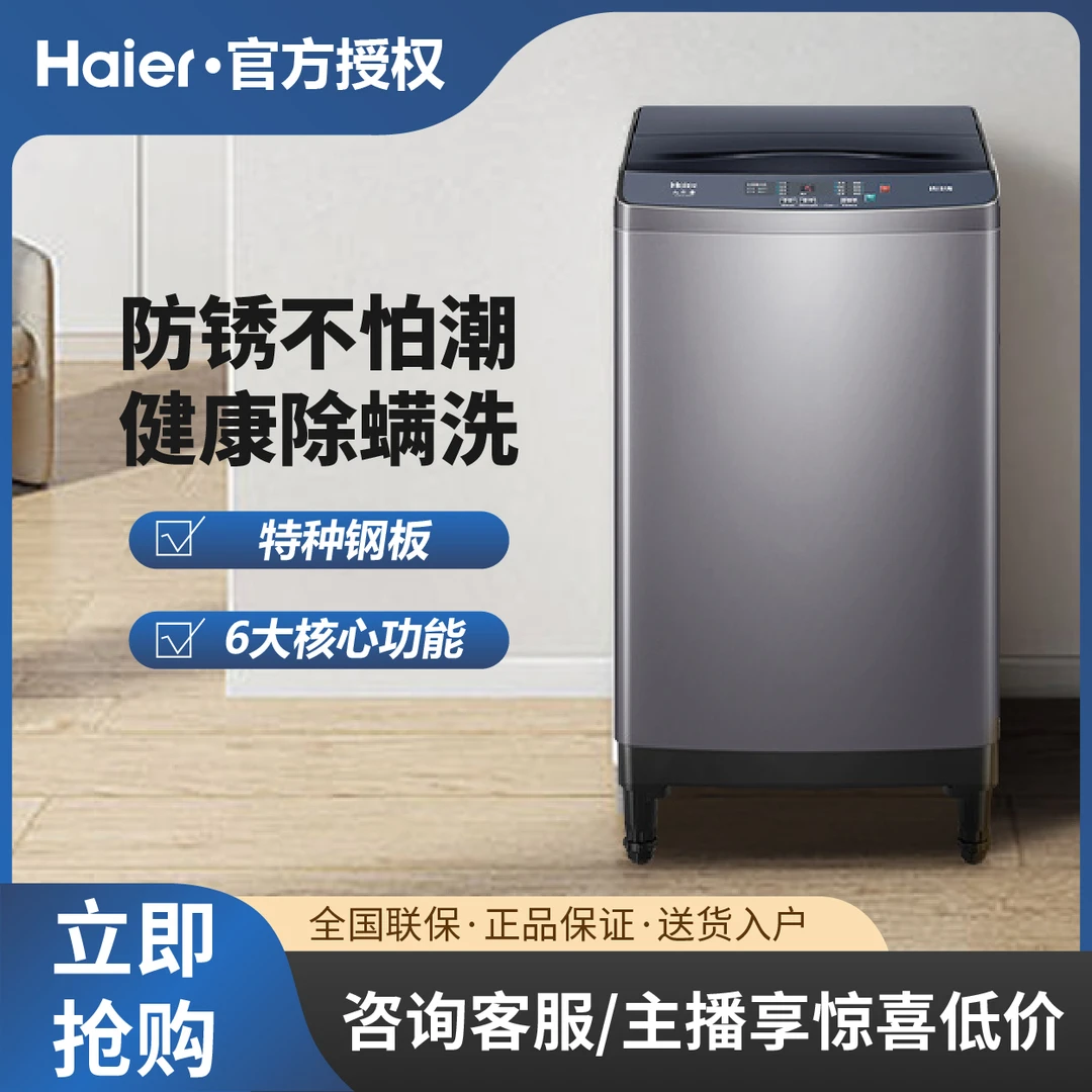 Haier/海尔10公斤大容量防锈抗菌除螨桶自洁超净洗家用波轮洗衣机