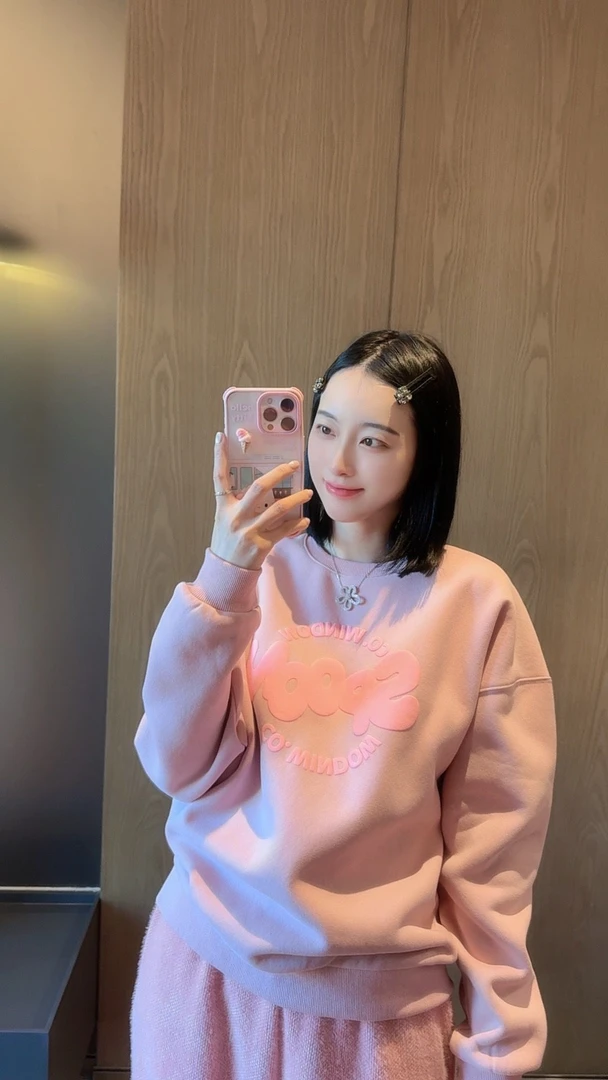 【张静芝】发泡粉字母加绒卫衣