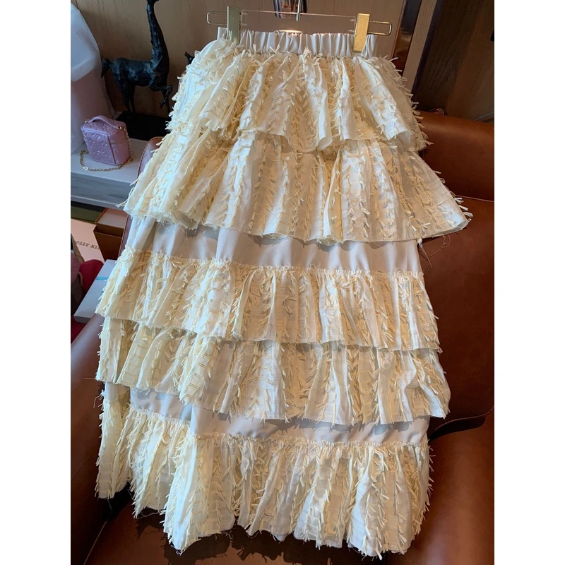 【张静芝】立体须须设计感百搭松紧腰层层蛋糕半身裙