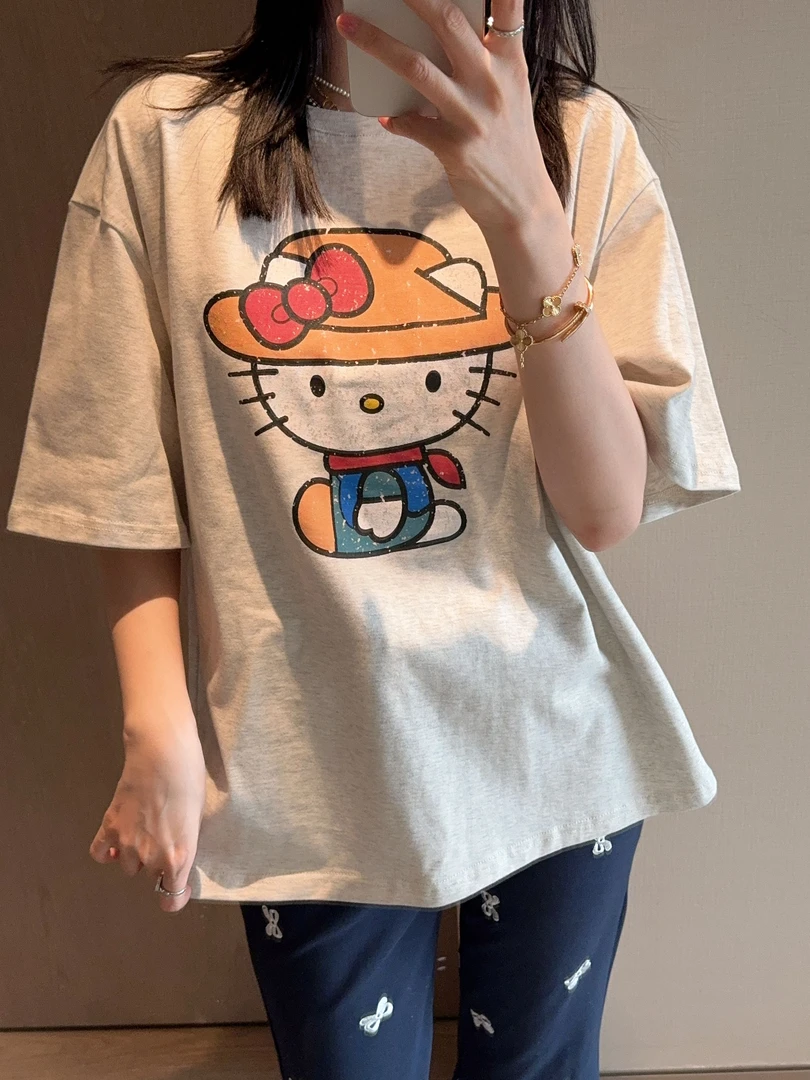 【张静芝】卡通猫咪圆领短袖T恤