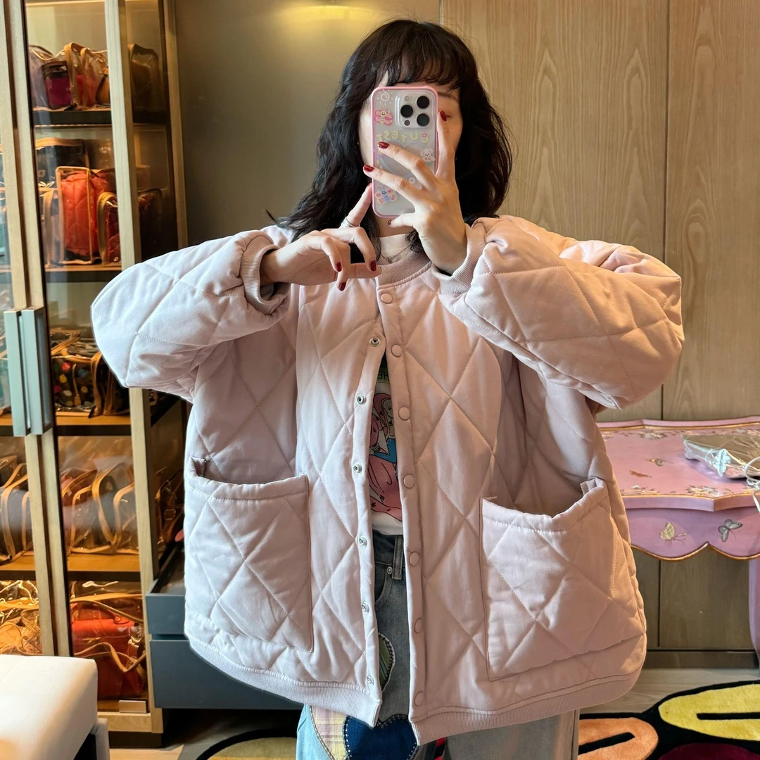 【张静芝】菱形压花螺纹边厚实棉服