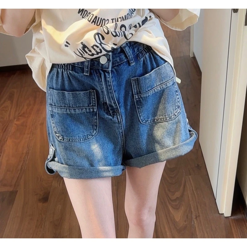 【张静芝】夏季小口袋时髦百搭显腿长洋气牛仔短裤