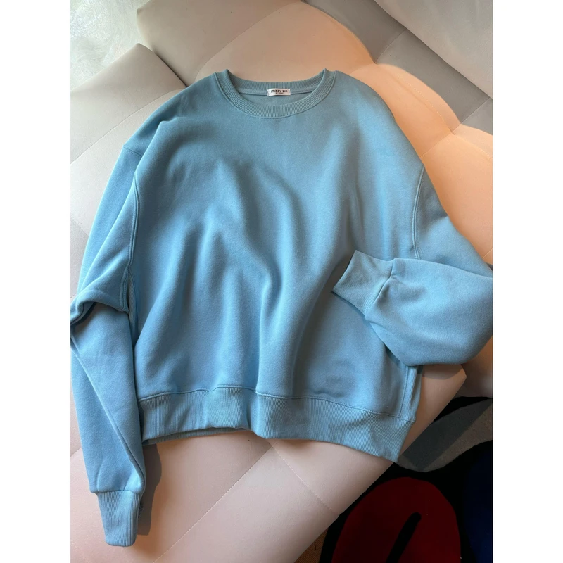 【张静芝】简约baby蓝圆领卫衣