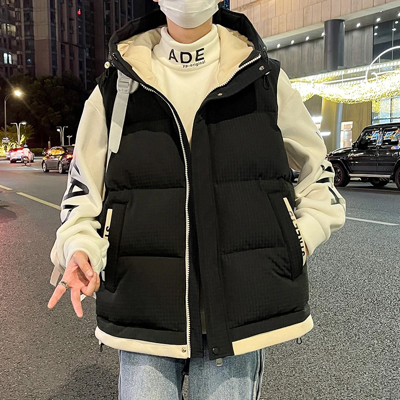 马甲男冬季加厚外套情侣港风工装百搭青少年初高中学生防寒服男装