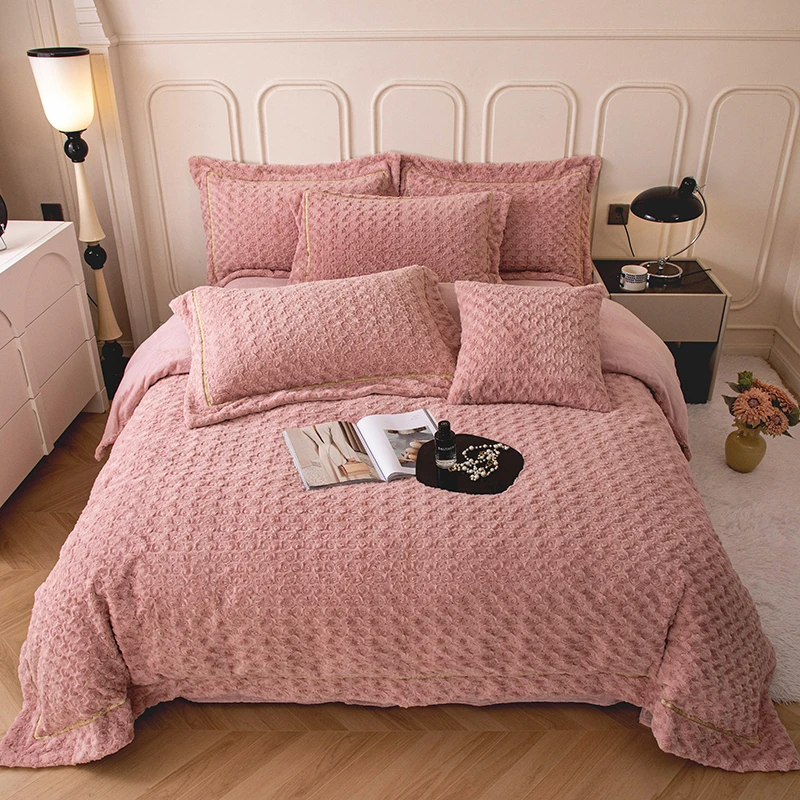 撸猫感兔绒11斤12斤四件套加厚冬季抗寒保暖全消光牛奶绒高端床品