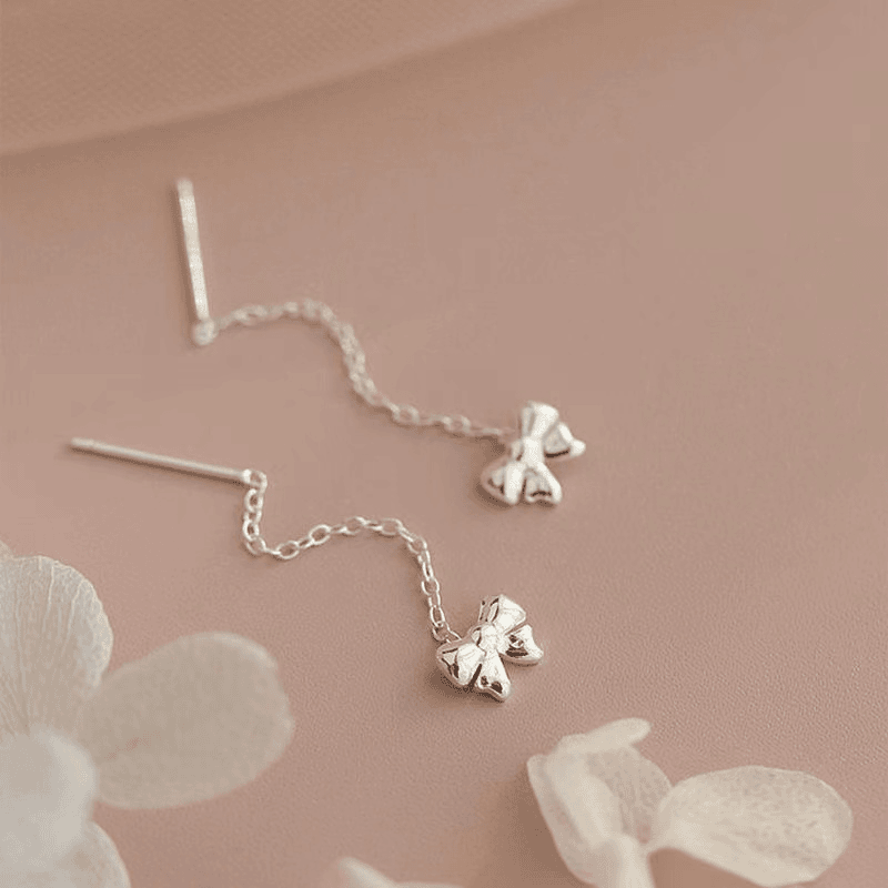 足银耳饰 甜美蝴蝶结耳钉 Y44