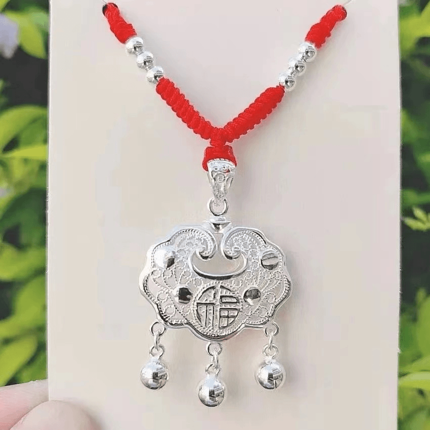 吊坠925银 平安锁项链Y438