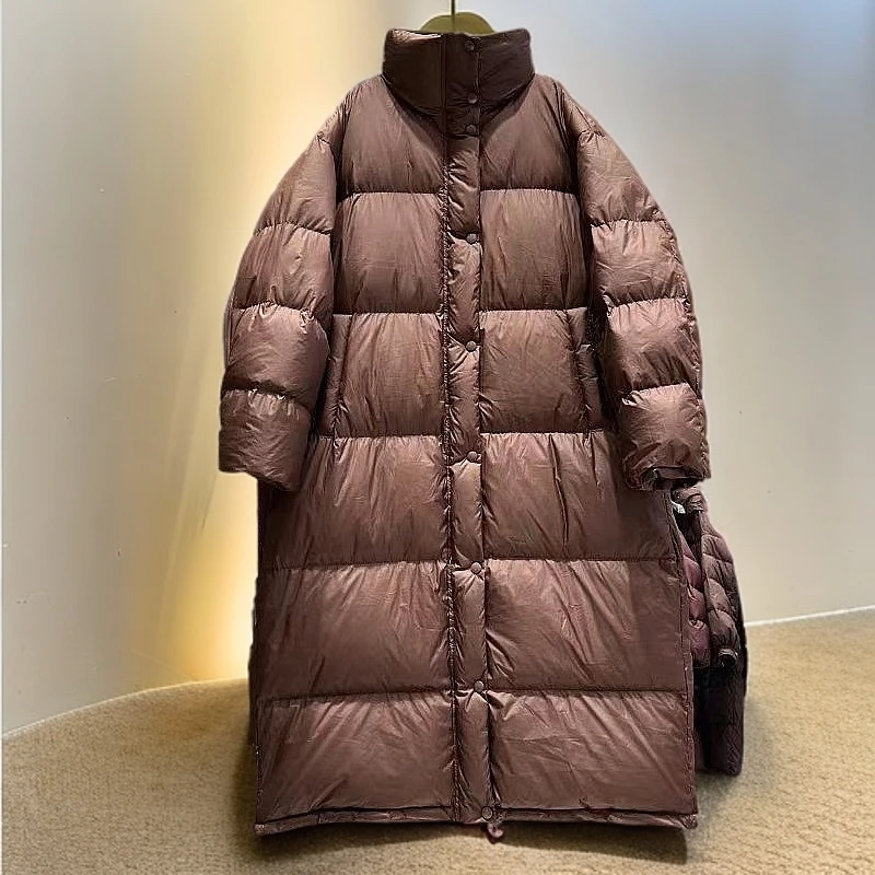 立领超厚保暖宽松长款过膝外套 X11