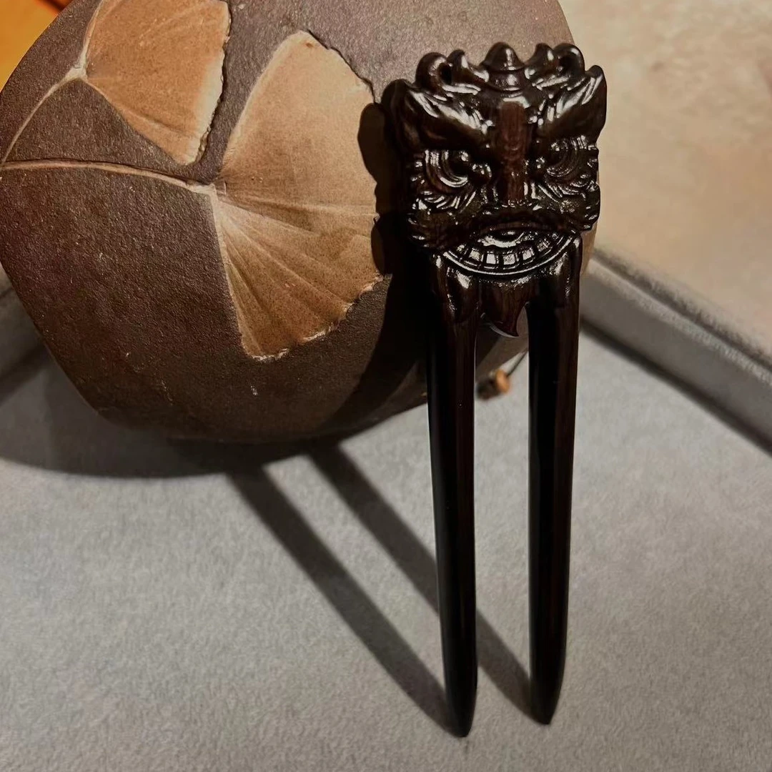 黑檀木发簪古风发簪古风流苏发簪重工雕刻发簪