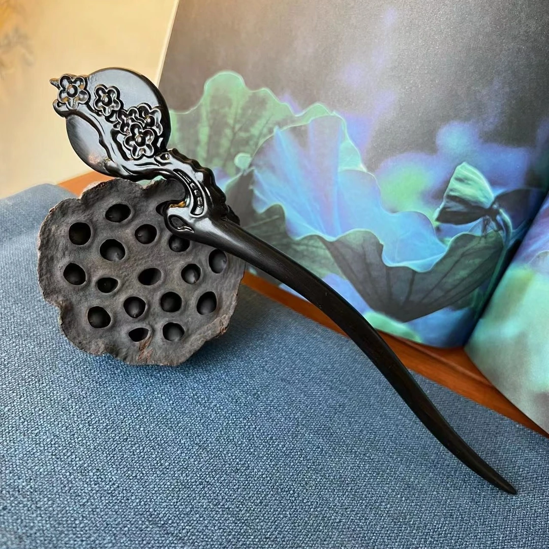 紫光檀发簪直播间现选  源头厂家 古风发簪 现代简约收藏红色