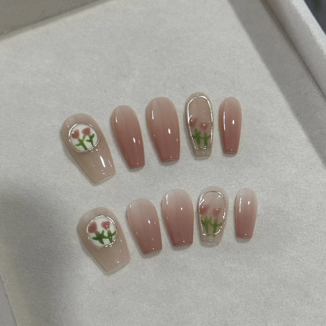 买二送一【郁见】春至·日常百搭显白温柔风婚甲手绘手工穿戴美甲
