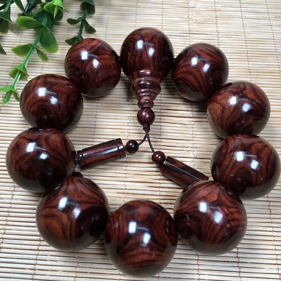 海南黄花梨2.6老料紫油梨对眼鬼脸纹大豪珠降香黄檀手串高端文玩