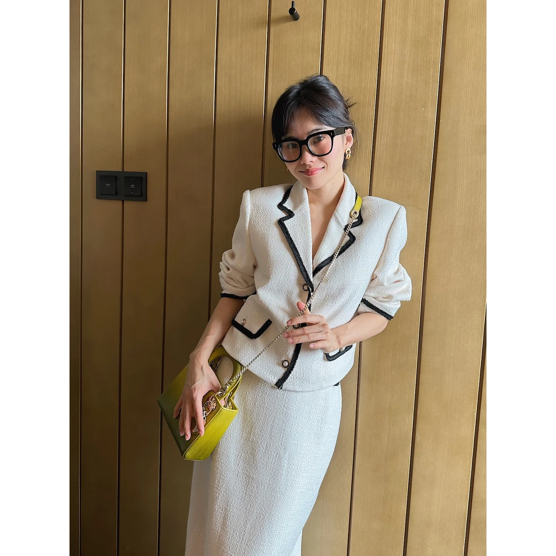 井迪儿【契合点】～法式正肩小香风外套&高腰半身长裙套装