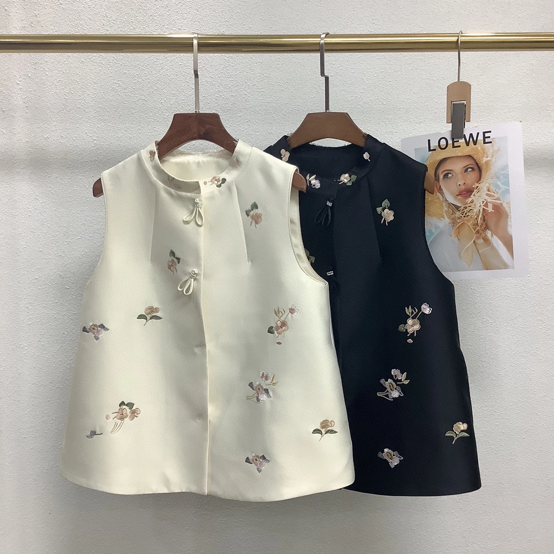 【古梵孜】新款夏姿女款2025时尚百搭刺绣马夹马甲女装女士绣花无袖