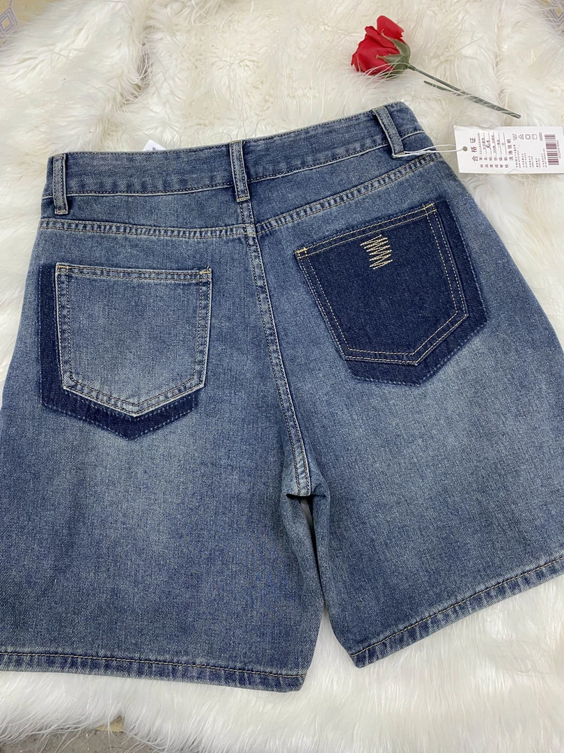8803款夏季怀旧蓝破洞宽松短裤百搭休闲时尚夏款直筒水洗潮流