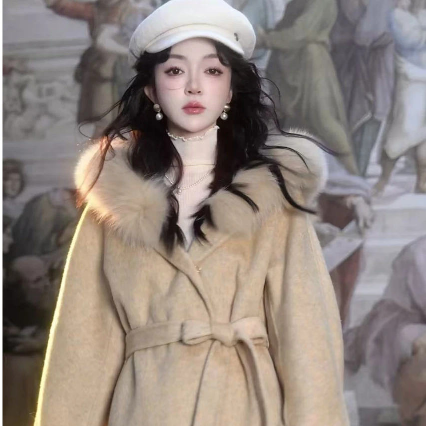 MIERSEOUR黑l金系列【千金玛德琳】秋冬高级感狐狸毛领气质大衣2428