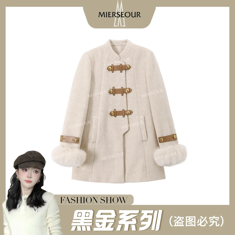 MIERSEOUR黑l金系列【月光独白】冬季复古名媛小香羽绒外套8863690